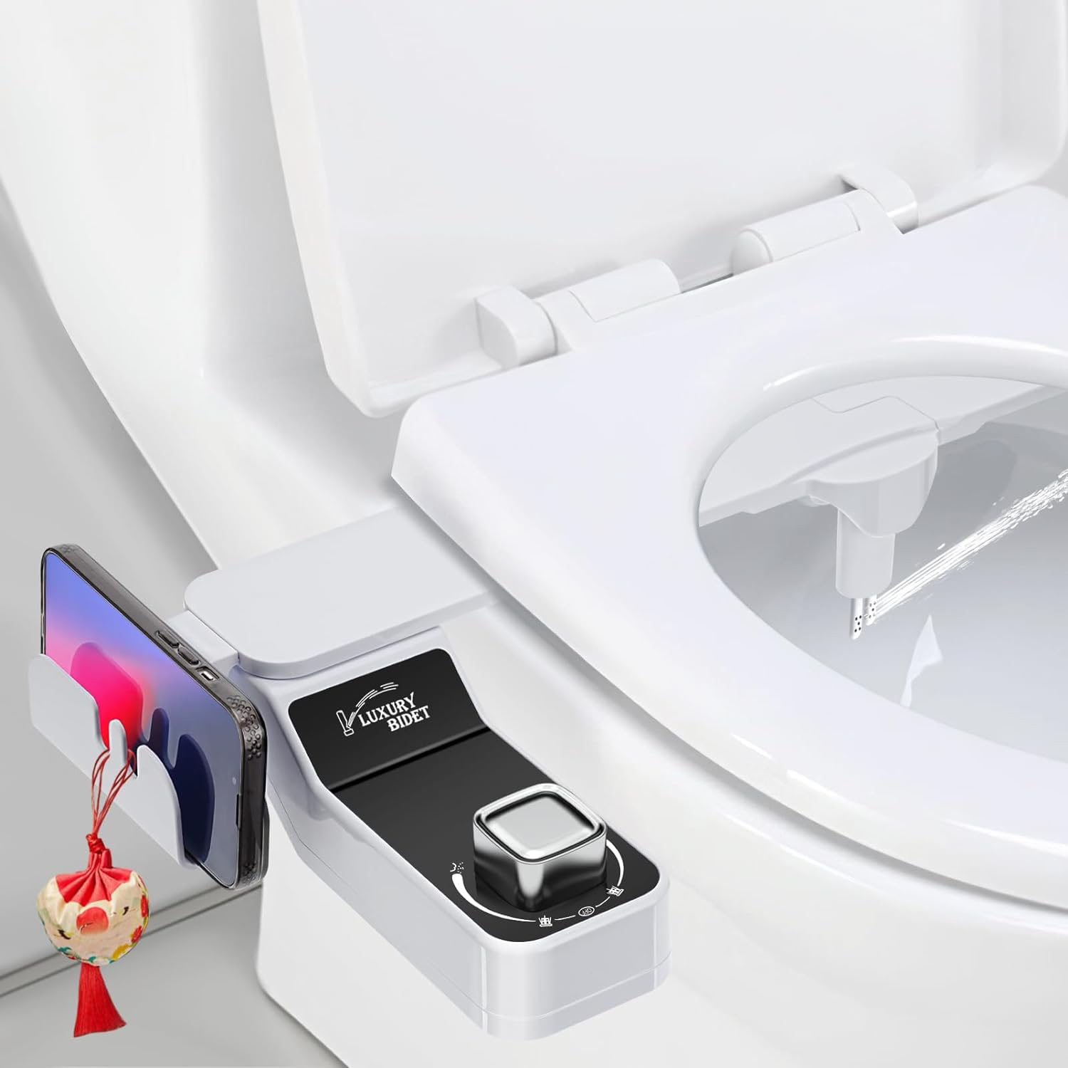 Bideu pentru capac WC LEBLOU cu suport telefon, alb