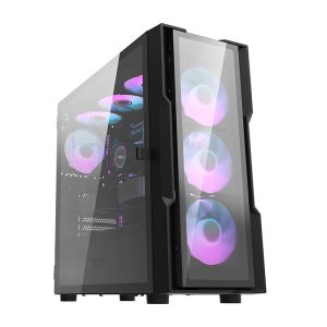 Carcasă PC Darkflash DK431 Glass, neagră, 4 ventilatoare RGB