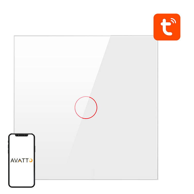 Întrerupător smart Avatto ZTS02-EU-W1, Zigbee, 1 canal, alb
