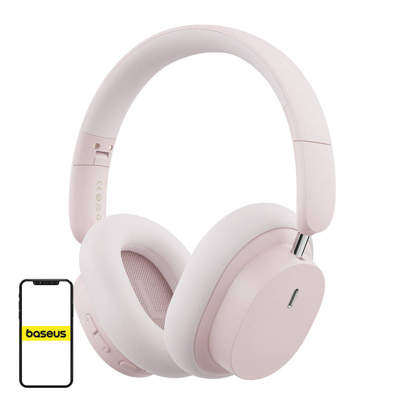 Căști wireless Baseus Bowie D05 Bluetooth 5.2, over-ear, roz-auriu