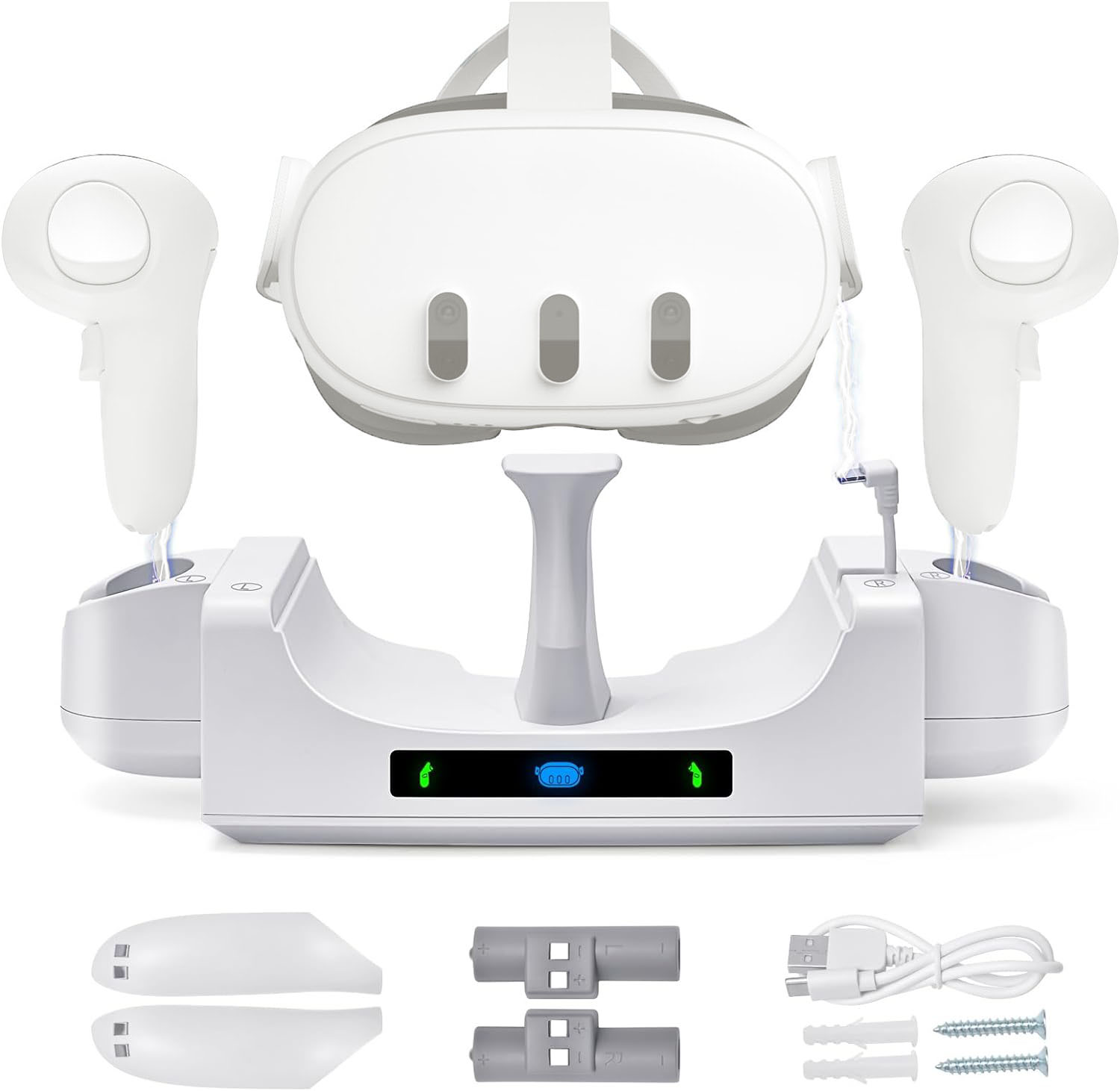 Stație încărcare VR Meta Quest 3 LEBLOU, acumulatori incluși