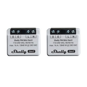 Set 2 contoare energie Shelly PM Mini Gen3, Wi-Fi/Bluetooth, 16A