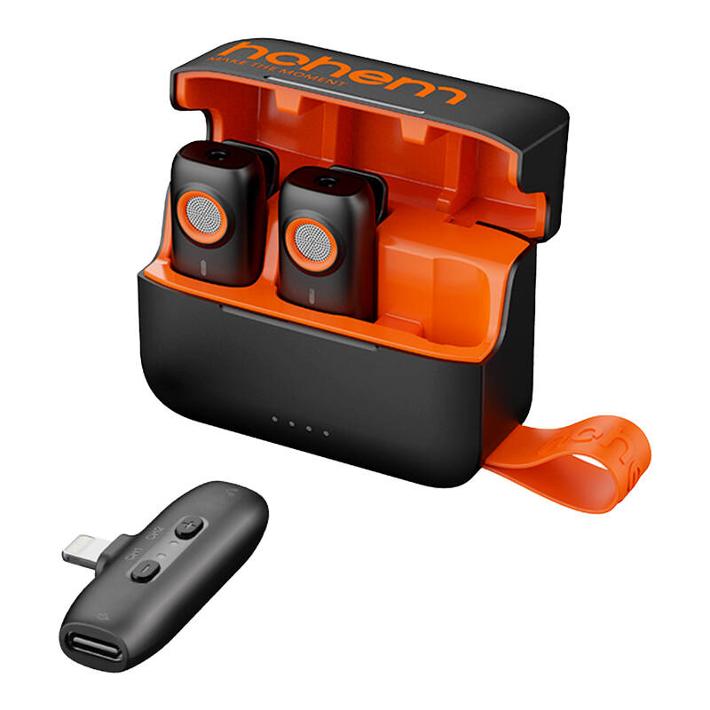 Sistem microfon wireless Hohem 2TX + 1RX cu cutie de încărcare