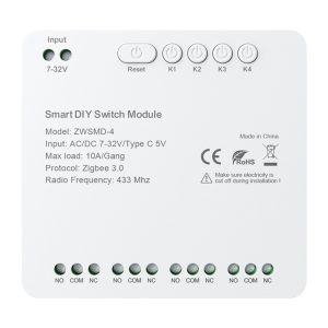 Modul releu Avatto ZWSMMD-4-32V, Zigbee 3.0, contact uscat, 4 canale