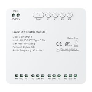 Modul releu Avatto ZWSMMD-4-250V, Zigbee 3.0, contact uscat, 4 canale