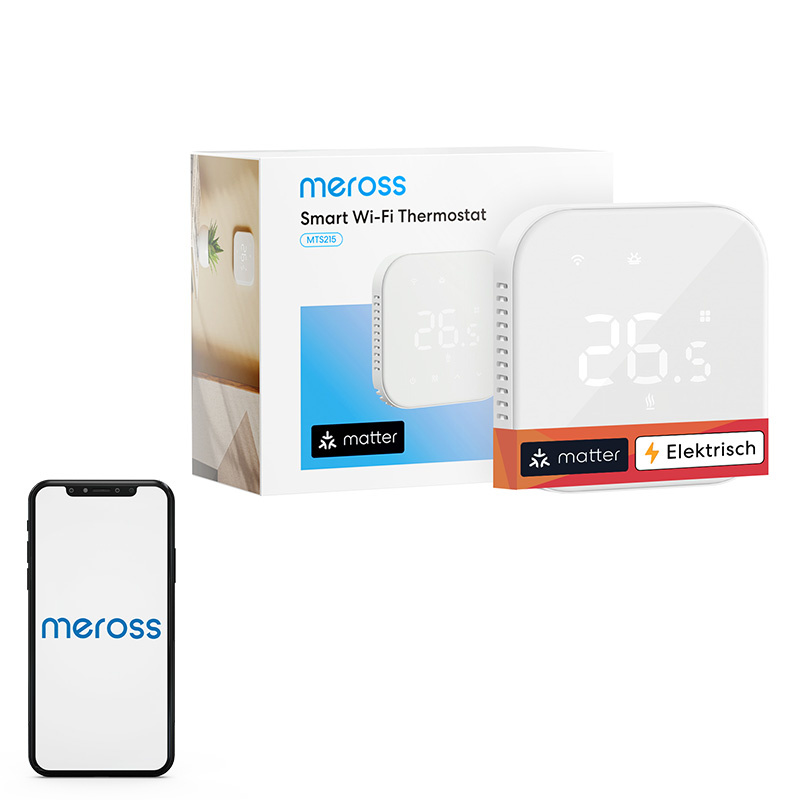 Termostat inteligent Meross MTS215MA(EU), Wi-Fi, Matter și panou tactil pentru încălzire pardoseală