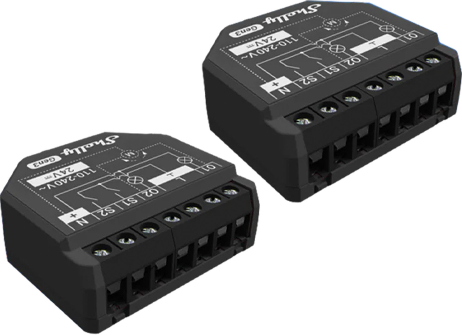 Set 2 relee inteligente Shelly 2PM Gen3, Wi-Fi/Bluetooth, 2 canale și măsurare consum