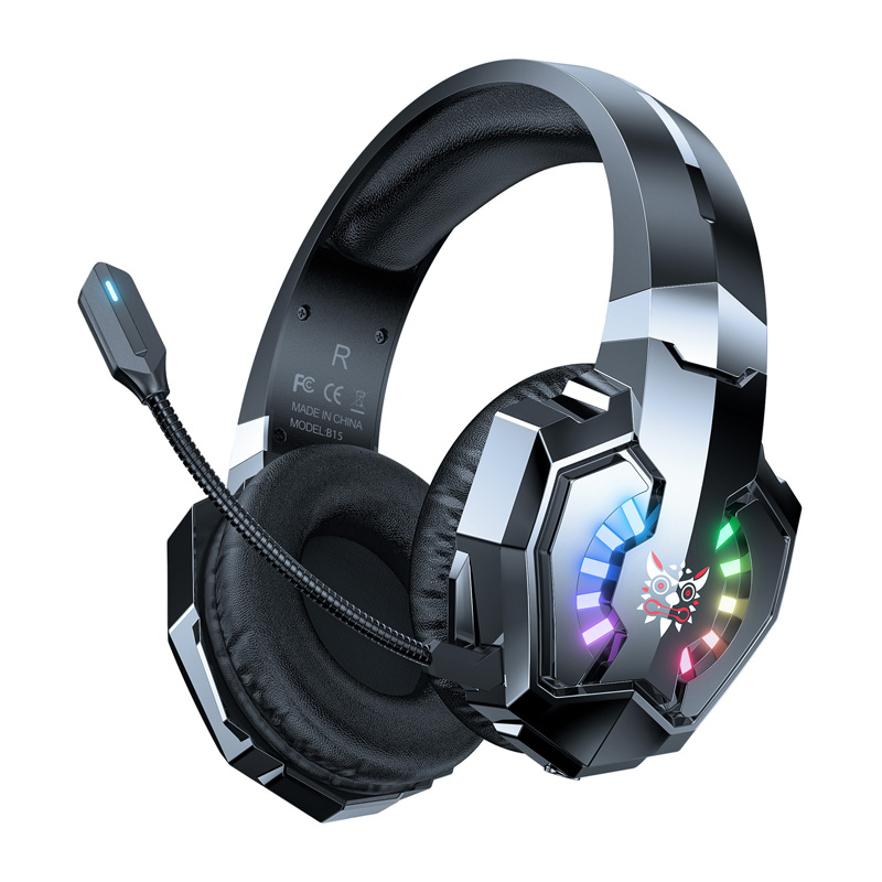 Căști gaming ONIKUMA B15 cu microfon și design gaming, negru