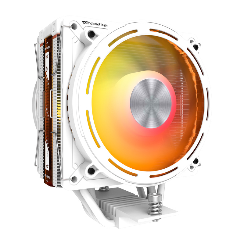 Cooler procesor DarkFlash E400 PLUS cu afișaj temperatură și ARGB, alb