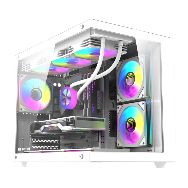 Carcasă PC DarkFlash B275 PRO cu 6 ventilatoare, albă