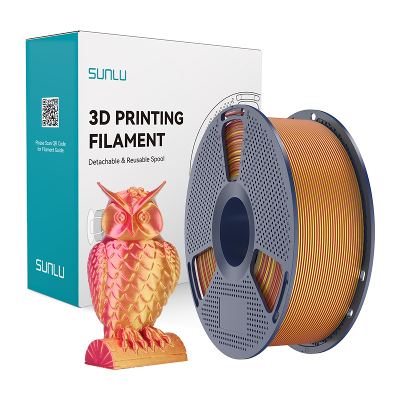 Filament 3D SUNLU PLA+ Silk, dual color, roșu și auriu