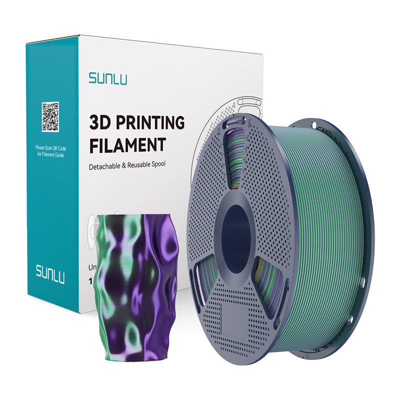 Filament 3D SUNLU PLA+ Silk, dual color, verde-violet