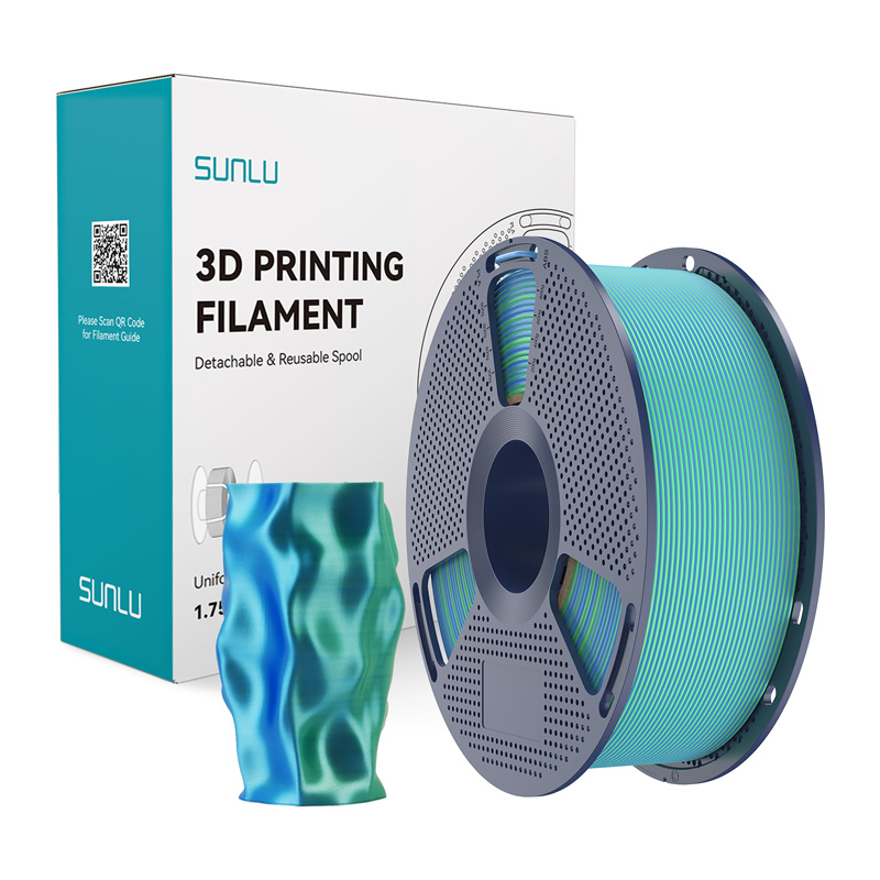 Filament 3D SUNLU PLA+ Silk, dual color, albastru-verde