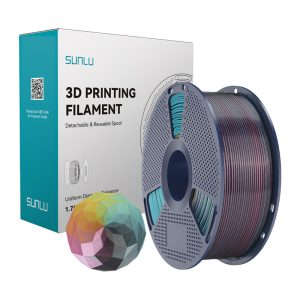 Filament 3D SUNLU PLA+ Silk, 4 culori, roșu-galben-verde-negru