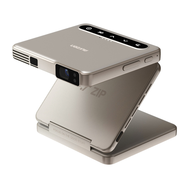 Proiector portabil AURZEN Zip, baterie 5000 mAh, încărcare PD, auriu