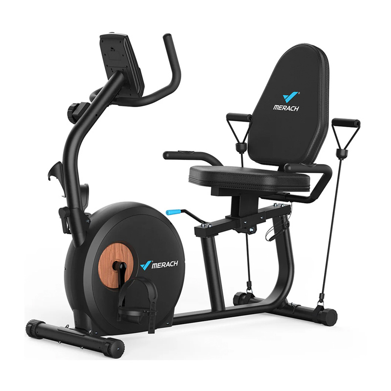 Bicicletă recumbent MERACH MR-S23B1, Bluetooth, 8 niveluri, suport 158 kg, neagră